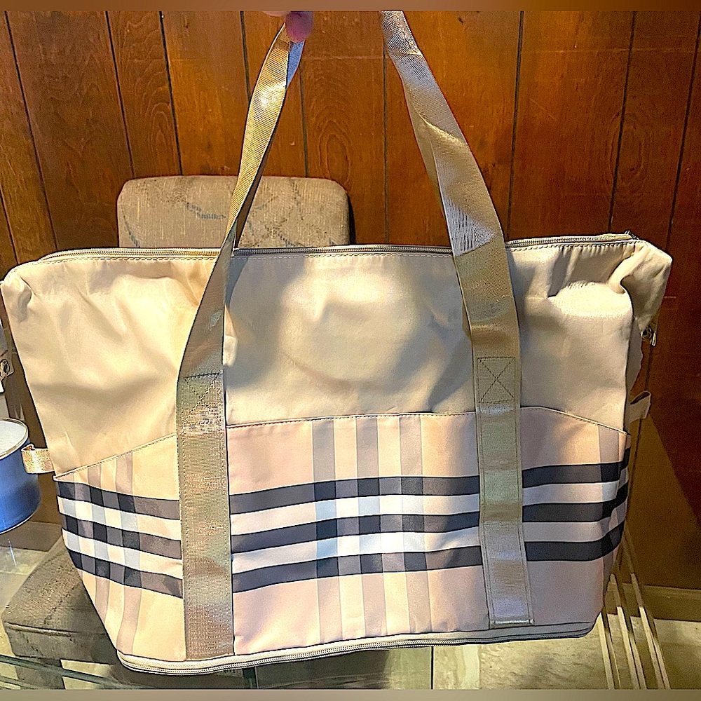 Extra Large Check And Tan Tote